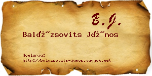 Balázsovits János névjegykártya