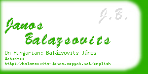 janos balazsovits business card