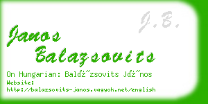 janos balazsovits business card